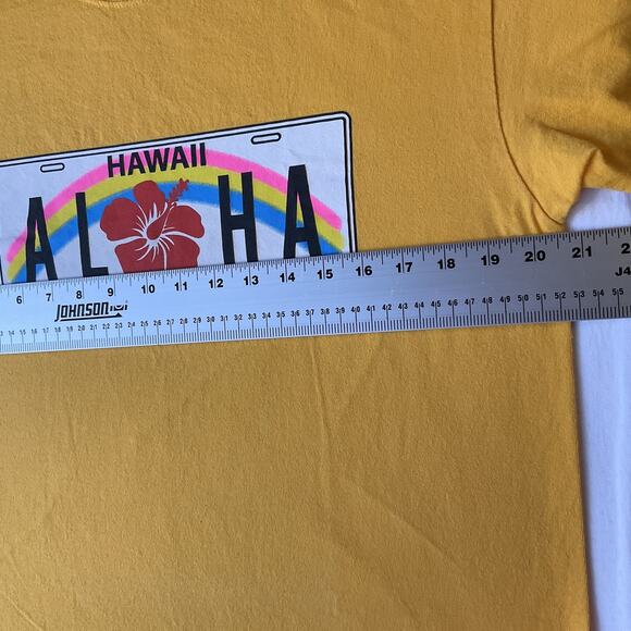 Gildan Men Shirt Size L Yellow Hawaii Aloha State Short Sleeve Pullover - Picture 5 of 7